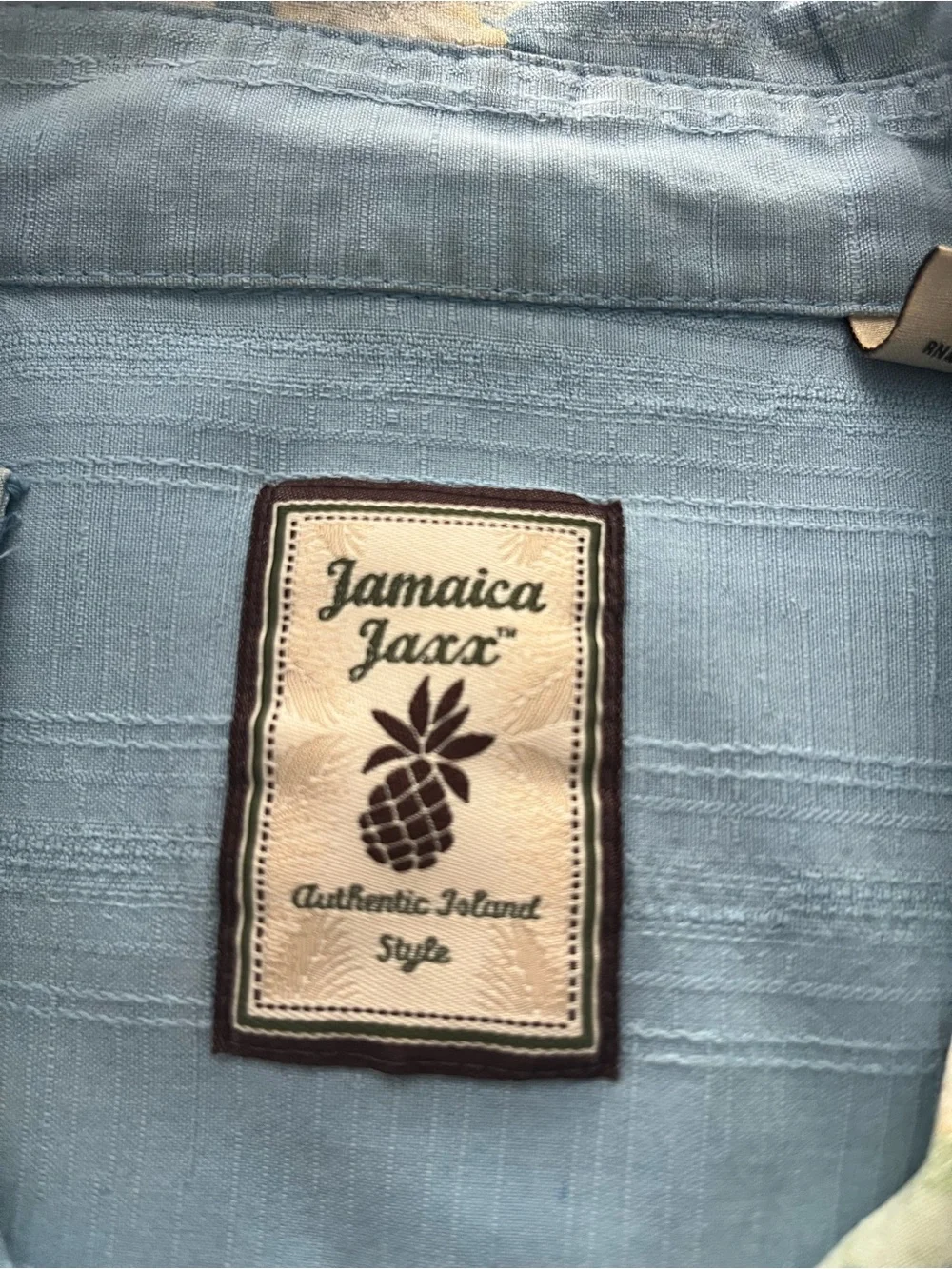 Jamaica Jaxx. Light Blue Hawaiian Floral Short-Sleeve Shirt - Picture 5 of 5